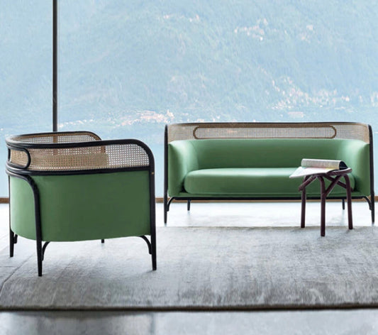 Solid Wood Sofa Set Japanese Krafted Luxury Sofa Wooden Rattan Furniture