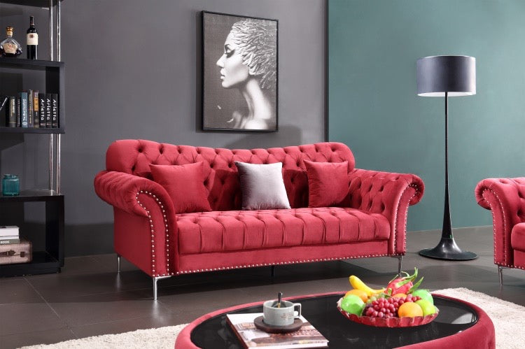 American Style Eed Sofa Set 7 Seater Living Room Chesterfield Velvet Sofa