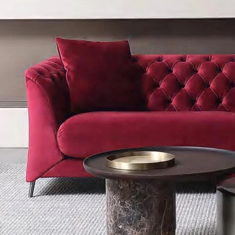3 Seater Red Velvet Chesterfield Sofa Living Room Salon Luxury Furniture