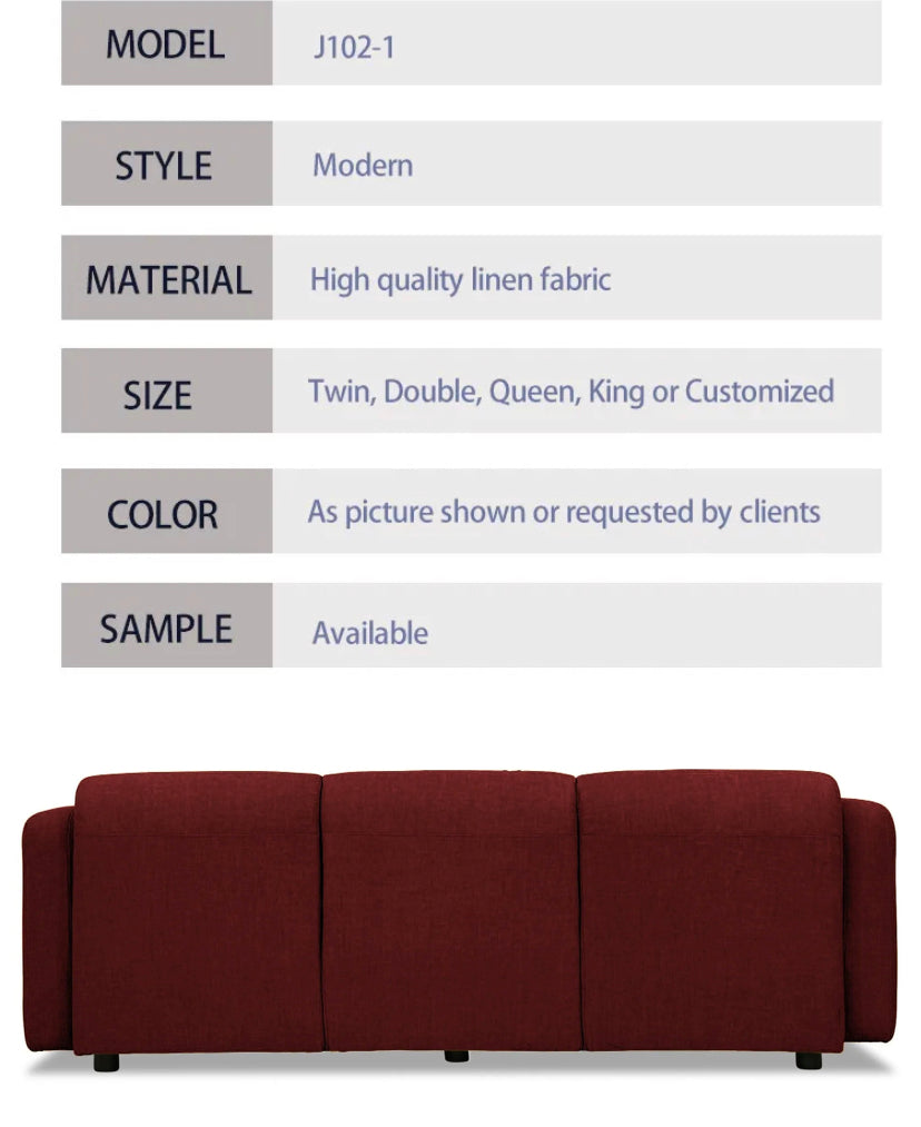 3 Seater Sofa Colorful Claret-Red Fabric Sofa Modular Livingroom Nordic Upholstery Sofas