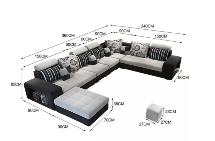 Living Room Sectional Sofa Set Luxury USB Charging Sofa Bed U Shaped 7 Seater Modern Sofas