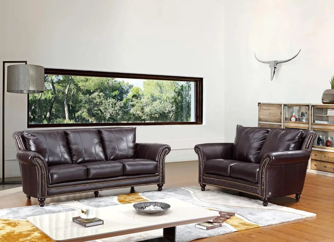 Vergo Chesterfield Sofa High Quality Classical Salon Genuine Leather 3+2+1 Sofa Set