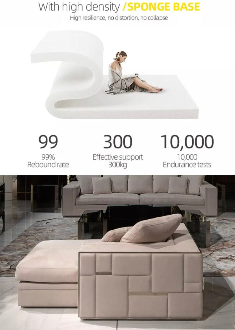 Sofá italiano moderno para sala de estar, muebles de lujo, sofá esquinero de 3+2+1 plazas 