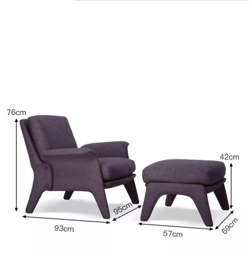 Velvet Lounge Armchair Living Room Furniture High Back Chair With Ottoman