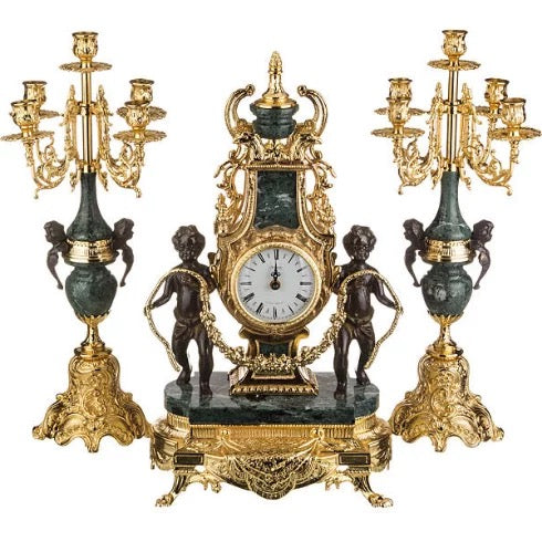 Quartz Table Clock Mechanich Movement Out Antique Plated Gold Clock Style