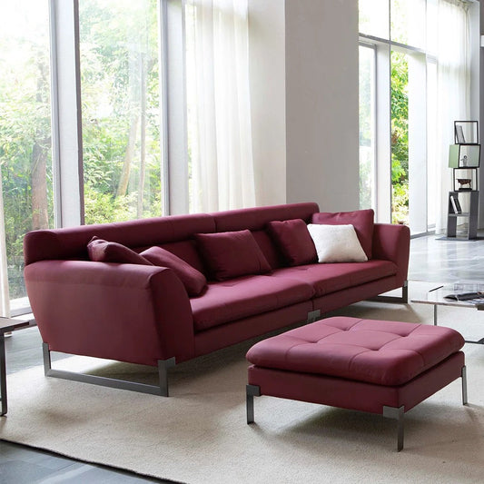 Salón Sofá de cuero de 3 plazas Muebles de sala de estar modernos 