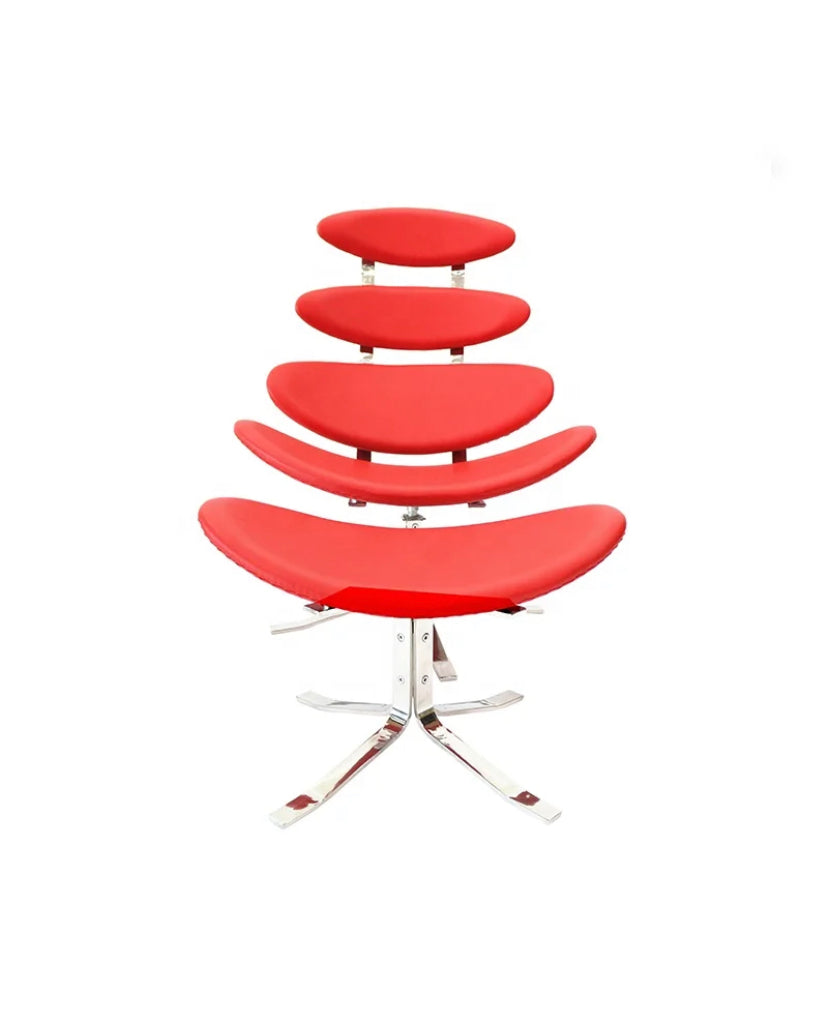 Chaise longue Corona en cuir de bureau de salon de chaise d'aile avec des meubles d'art de luxe de pouf 