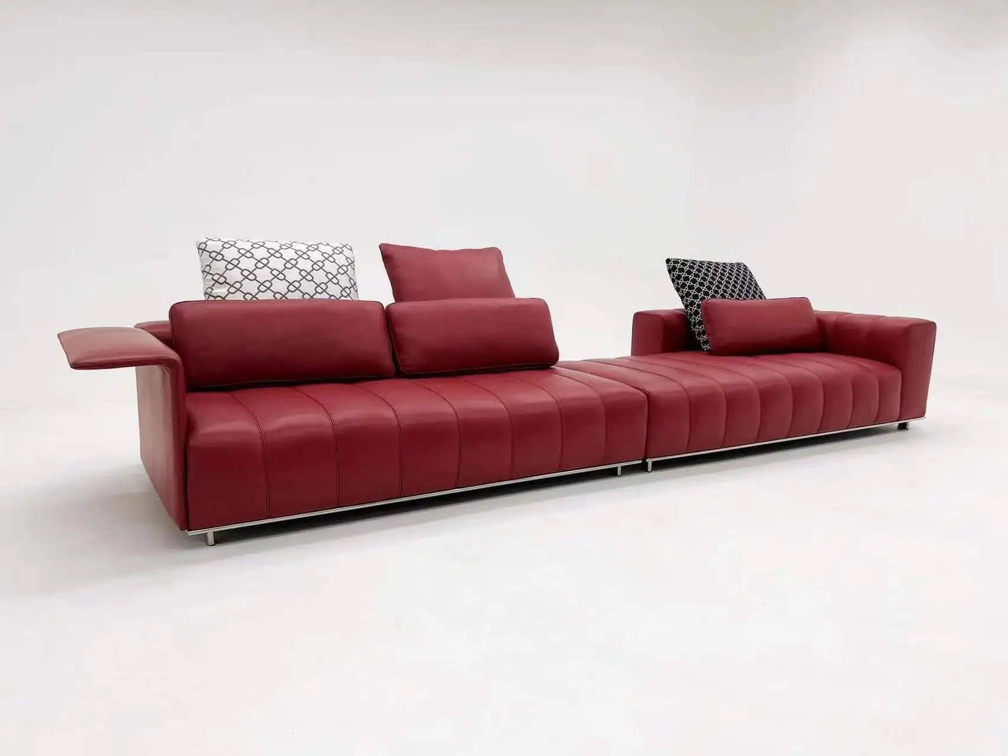 Red Leather Modular Sectional Sofa Living Room Salon Modern Luxury Furnitures