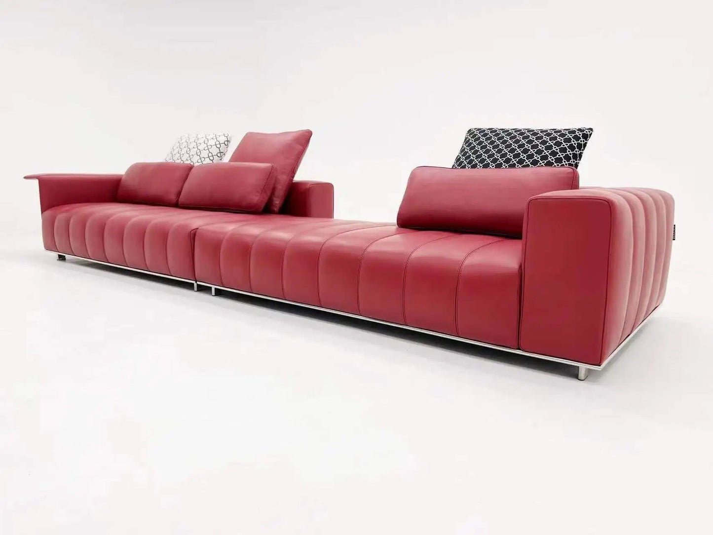 Red Leather Modular Sectional Sofa Living Room Salon Modern Luxury Furnitures