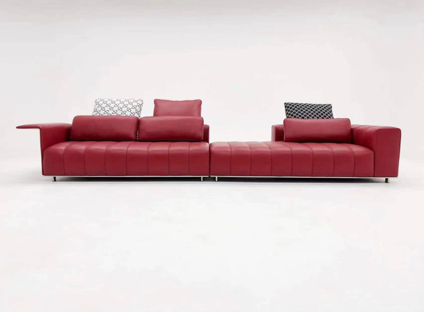 Red Leather Modular Sectional Sofa Living Room Salon Modern Luxury Furnitures