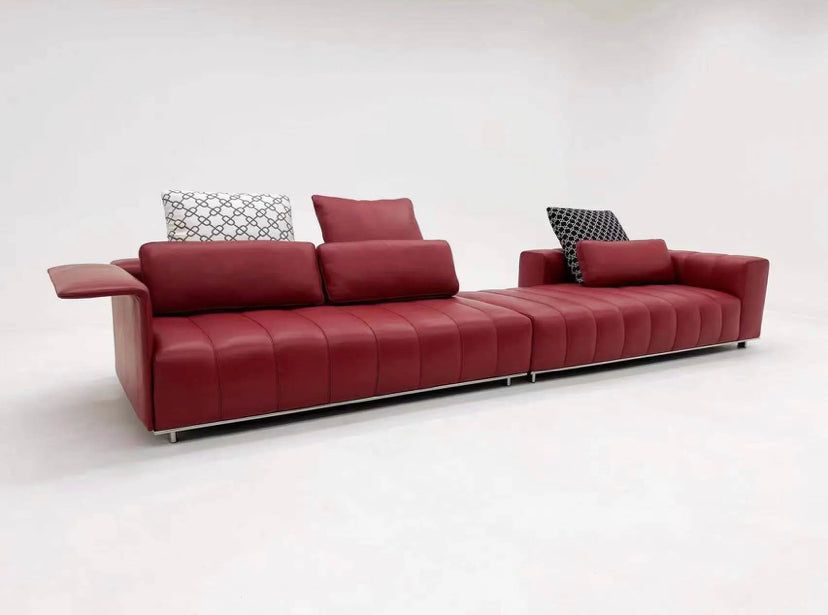 Red Leather Modular Sectional Sofa Living Room Salon Modern Luxury Furnitures