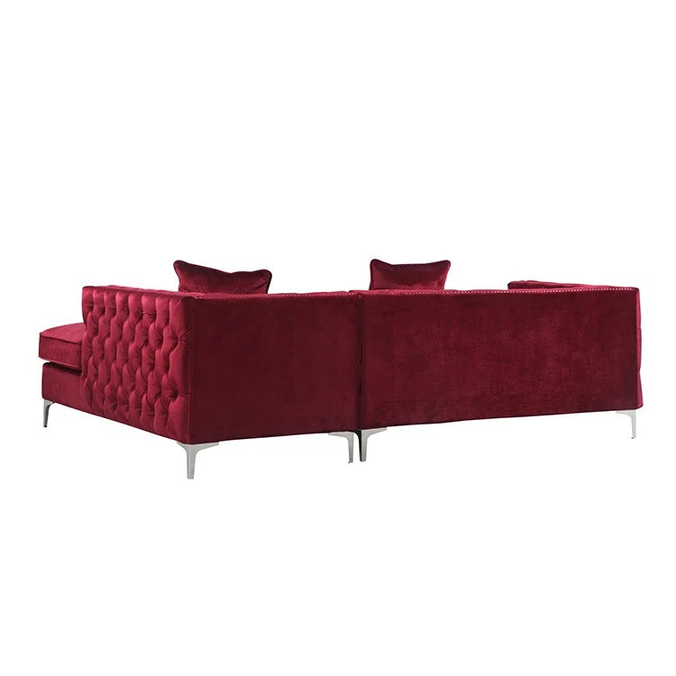 L Shaped Velvet Sofa 4 Seater Right Facing Sectional Sofas