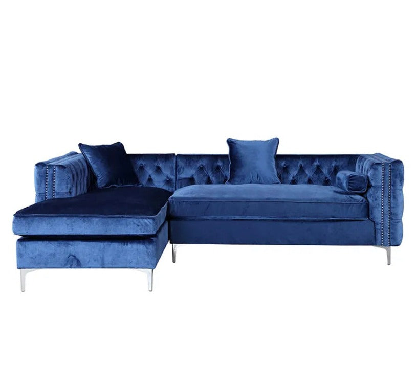 L Shaped Velvet Sofa 4 Seater Right Facing Sectional Sofas