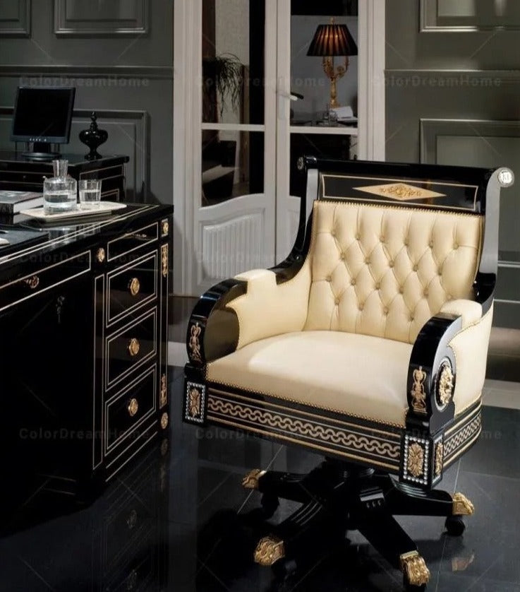 Office Design Furniture French Book Shelf Classic Luxury Black Wooden Office Design