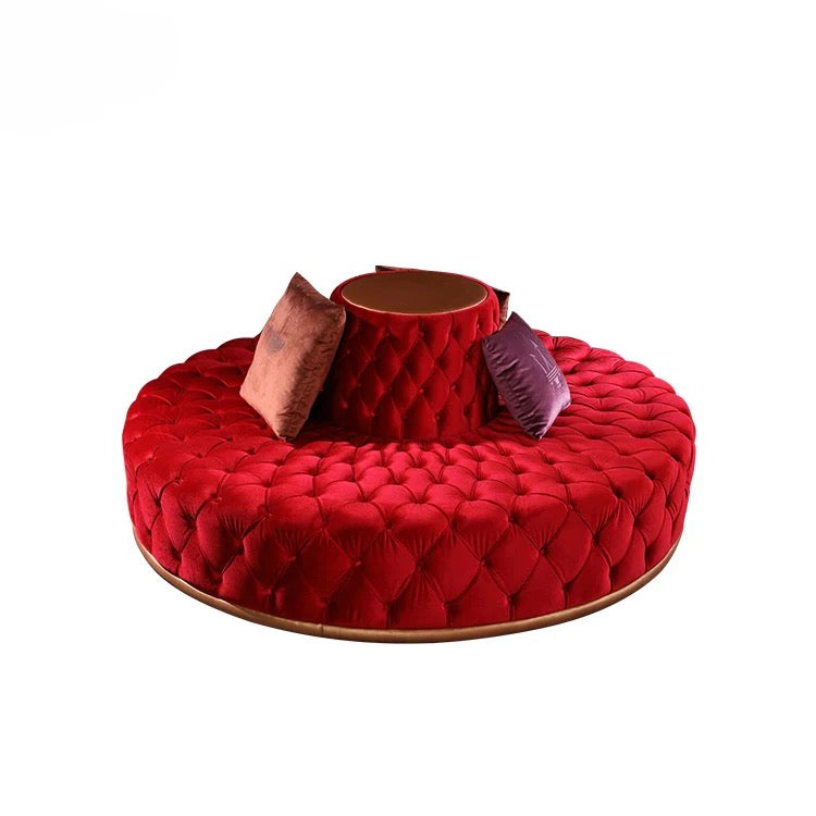 Circular Modern Lobby Red Tufted Round Sofa Design Sectional Velvet Button-Tufted Sofas