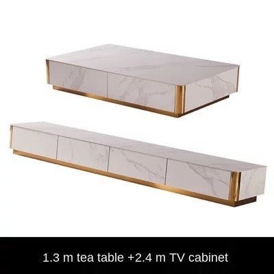 TV Lowboard Living Room Nordic Luxury Marble Top TV Stand Modern Solid Wood Set
