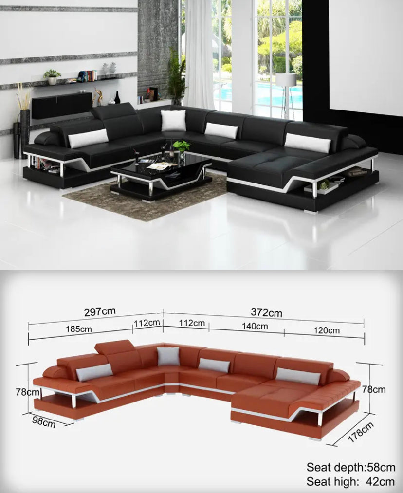 U Shaped Sofa High-end Apartment Modern Genuine Leather Furniture Sofas
