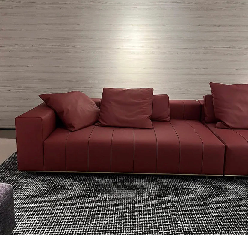 Living Room High-end Sofa Set Modern Minimalist Red Leather Modular Sofas