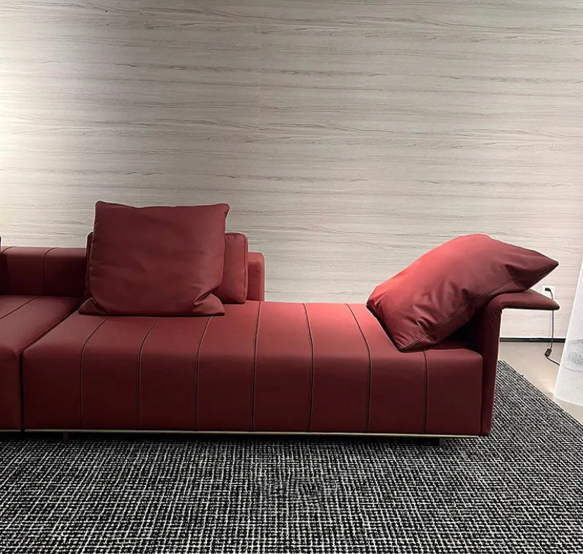 Living Room High-end Sofa Set Modern Minimalist Red Leather Modular Sofas