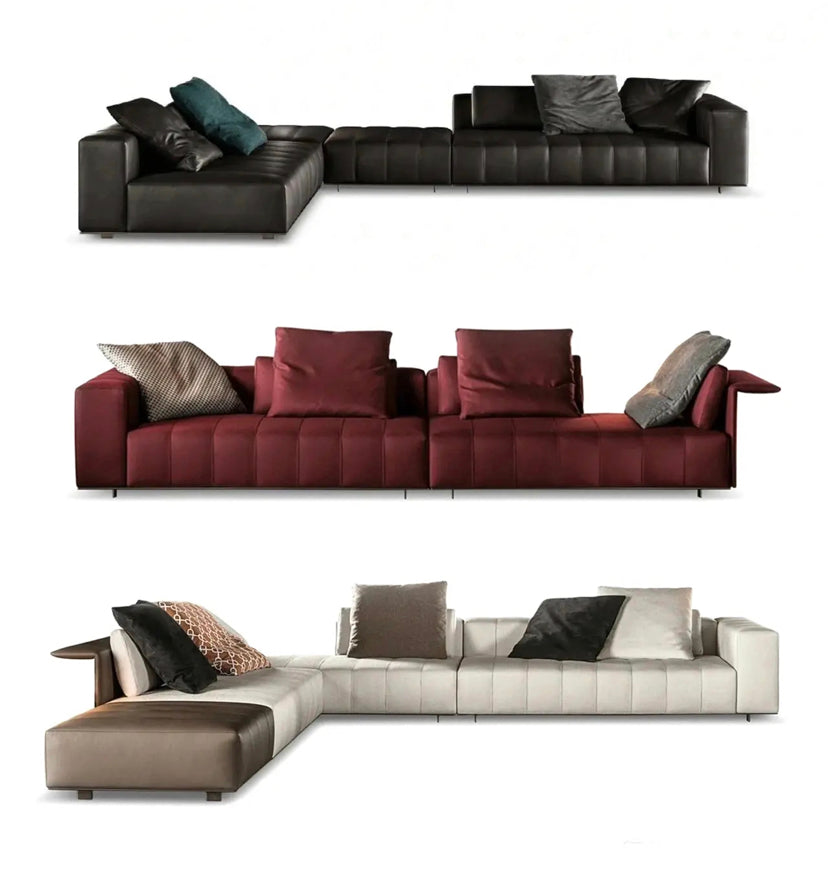 Living Room High-end Sofa Set Modern Minimalist Red Leather Modular Sofas