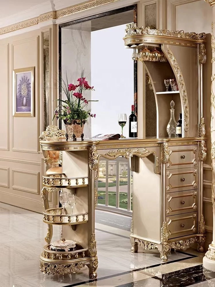 Living Room Bar Handcrafted Solid Wood Barock Design Luxury Cabinet