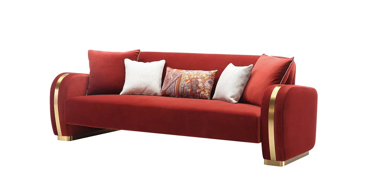 3+2+1 Sofa Set Luxury High Quality Living Room Sofa Set Lounge Red Velvet Couch