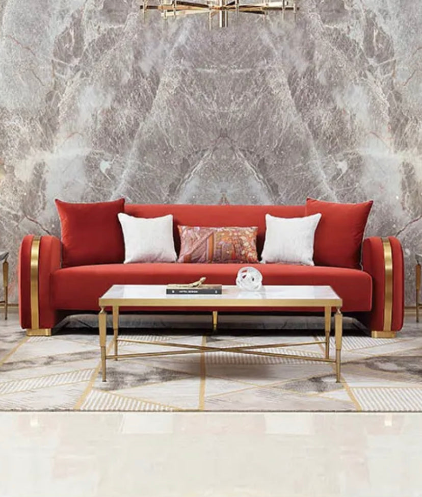 3+2+1 Sofa Set Luxury Living Room Red Velvet Sofas