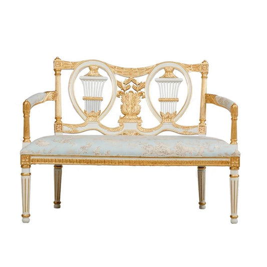 Banc meubles chaise Double Style baroque accoudoir sculpté chaise longue 