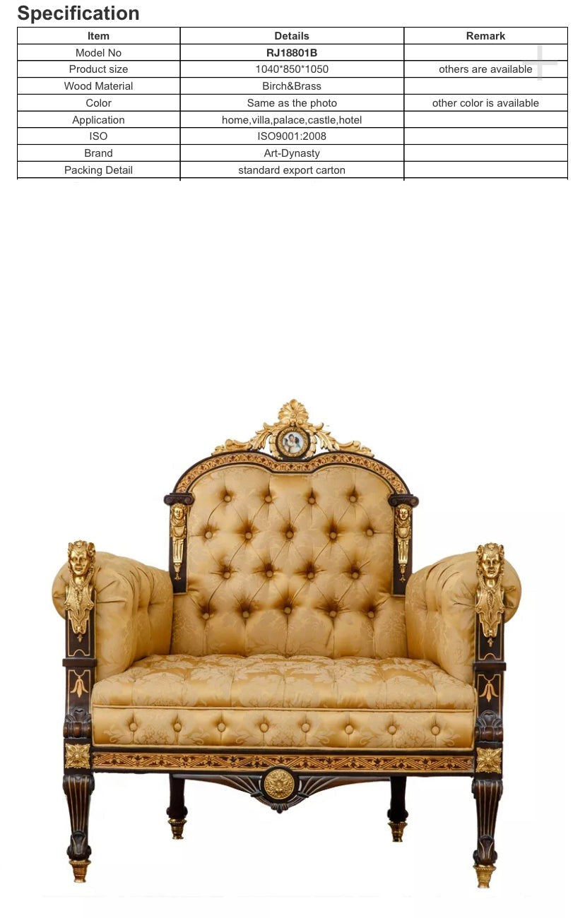 Sofa 1 Seater Noble Single Seat Sofa Unique Baroque Design Luxury Royal Furniture Sofa Set