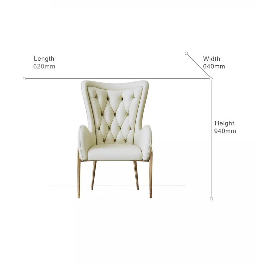 Chaise de salle à manger Design de luxe en cuir véritable, chaise à dossier à oreilles 