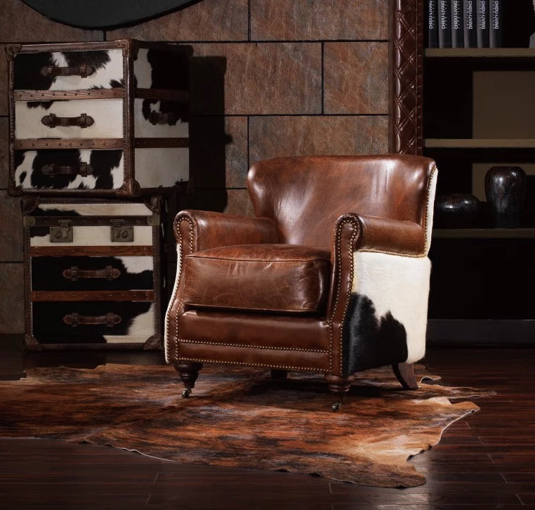 Winter's Chair Fauteuils de salon Chesterfield en cuir classique 
