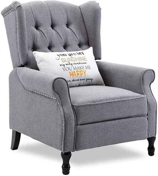 Sofá reclinable con sillón vintage de tela capitoné Elizabeth 