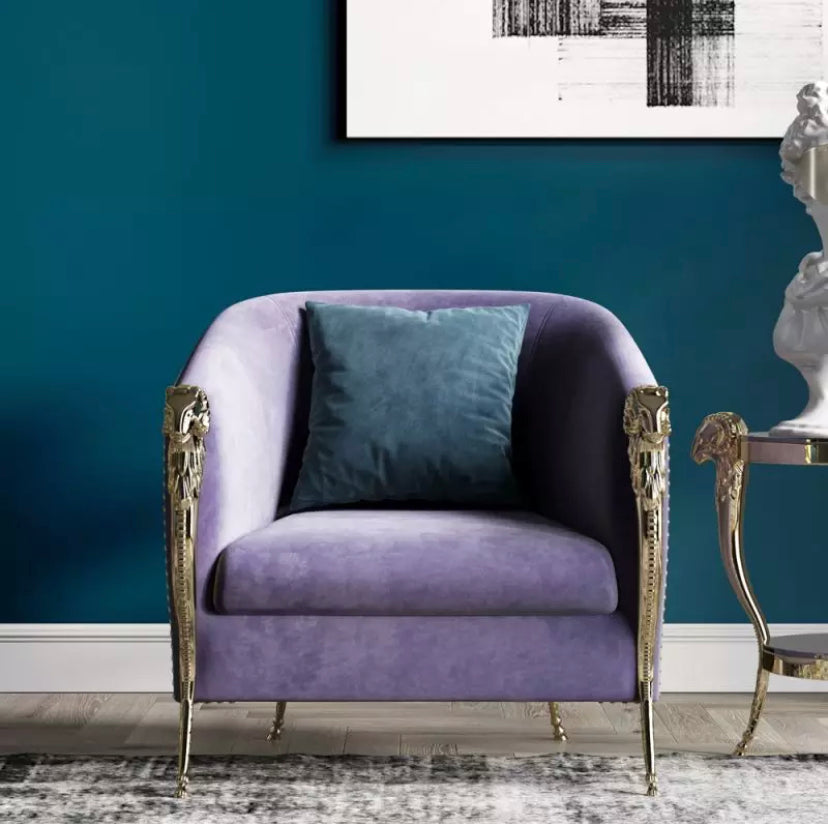Fauteuil lounge vintage en cuir gris du milieu du siècle, fauteuil baroque moderne avec accents