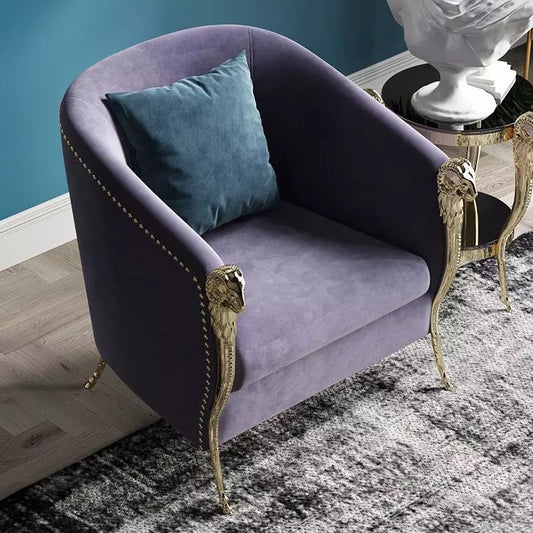 Fauteuil lounge vintage en cuir gris du milieu du siècle, fauteuil baroque moderne avec accents