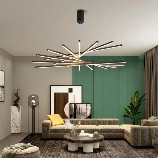 Lampe suspendue en aluminium noir et or, luminaire décoratif d'intérieur, luminaire décoratif de plafond, idéal pour un salon ou une chambre à coucher 