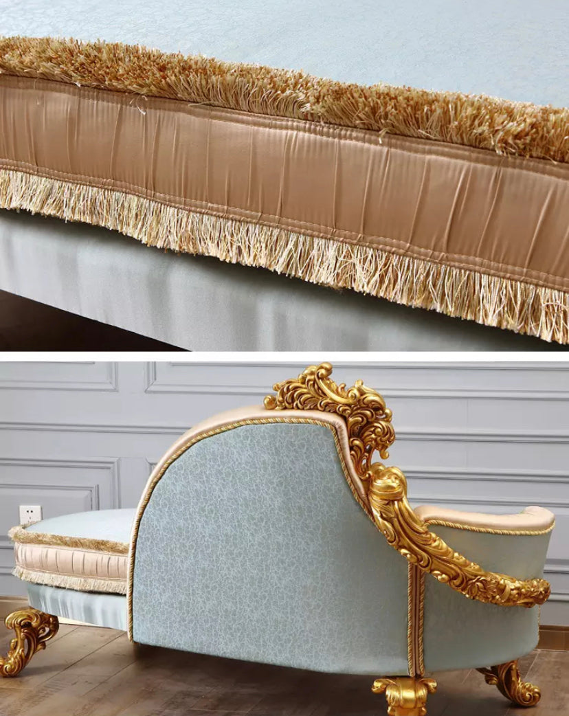 Couch European Chaise Lounge Sofas Luxury Solid Wood Gold Carving Couch
