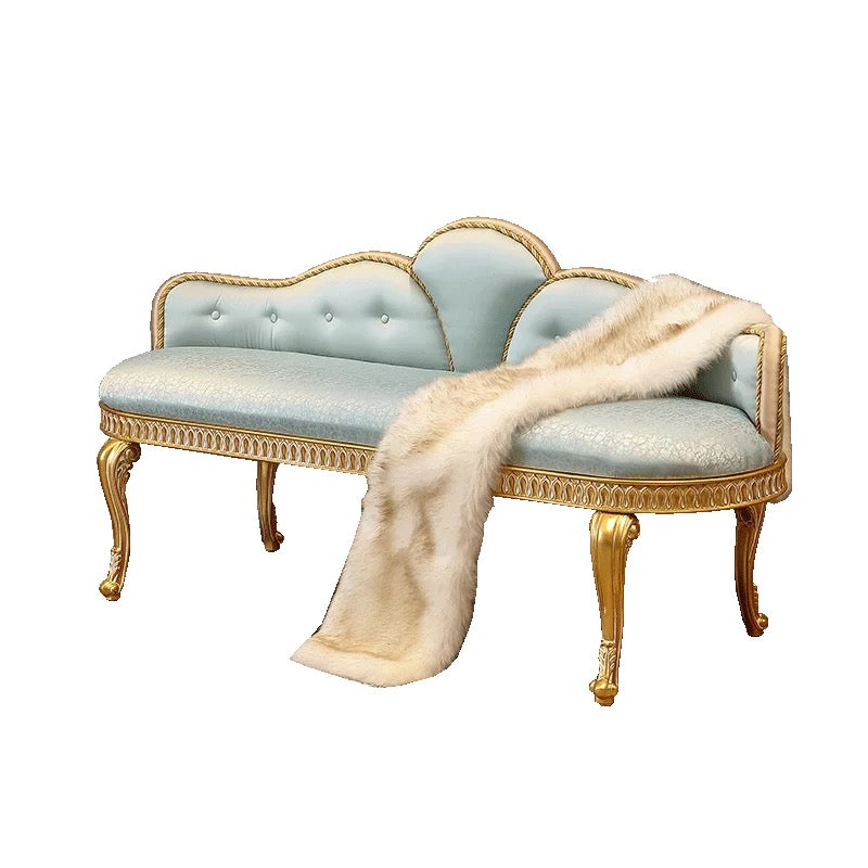 Bench Luxury European Baroque Classic Wooden Chaise Lounge Sofabench