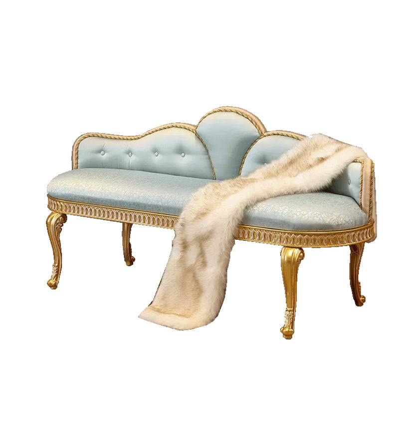 Bench Luxury European Baroque Classic Wooden Chaise Lounge Sofabench