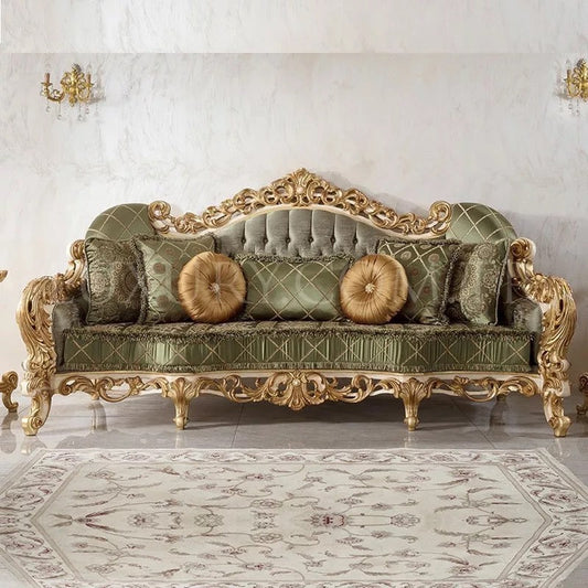 Sofá de lujo tallado europeo para sala de estar, muebles barrocos, sofá seccional 