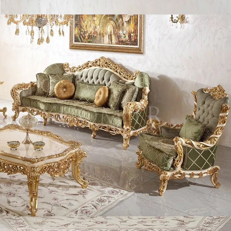 Canapé européen sculpté luxe salon meubles baroques canapé sectionnel canapé 