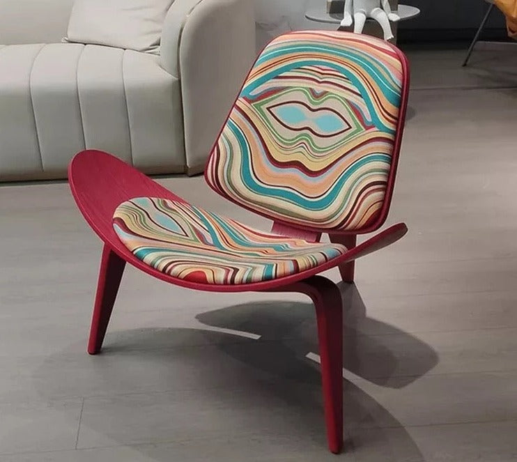 Panton Chair Three Legged Walnut Shell Leather Office Living Room Leisure Chair