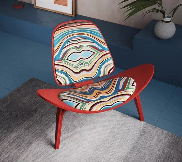 Panton Chair Three Legged Walnut Shell Leather Office Living Room Leisure Chair