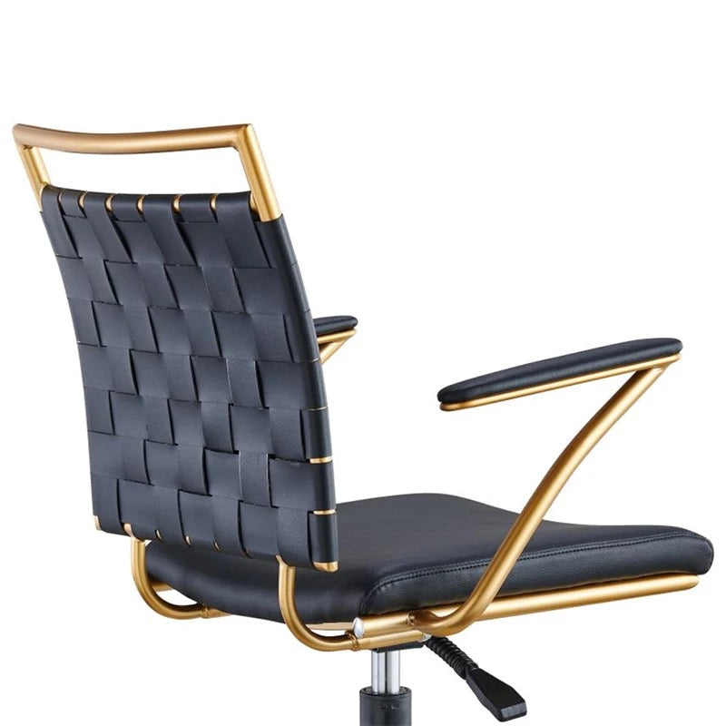 Office Chair Luxury Adjustable Modern Black Gold Swivel Leather Chair