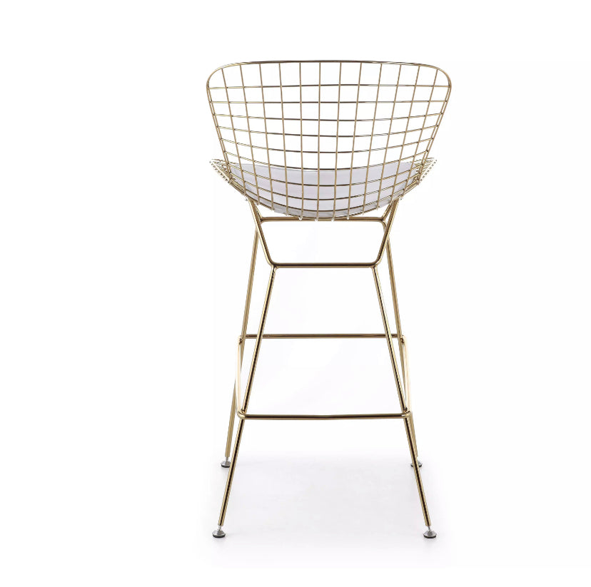 Chaise haute de Bar à manger, Design en cuir doré, chaise de Restaurant à domicile en acier inoxydable 