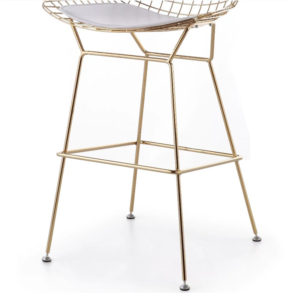 Tabouret de Bar, chaise haute en cuir doré et acier inoxydable, chaise de Restaurant à domicile 