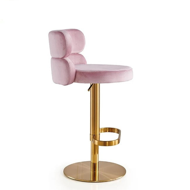 Stool Chair Velvet Gold Stainless Steel Swivel Adjustable Luxury Bar Chair