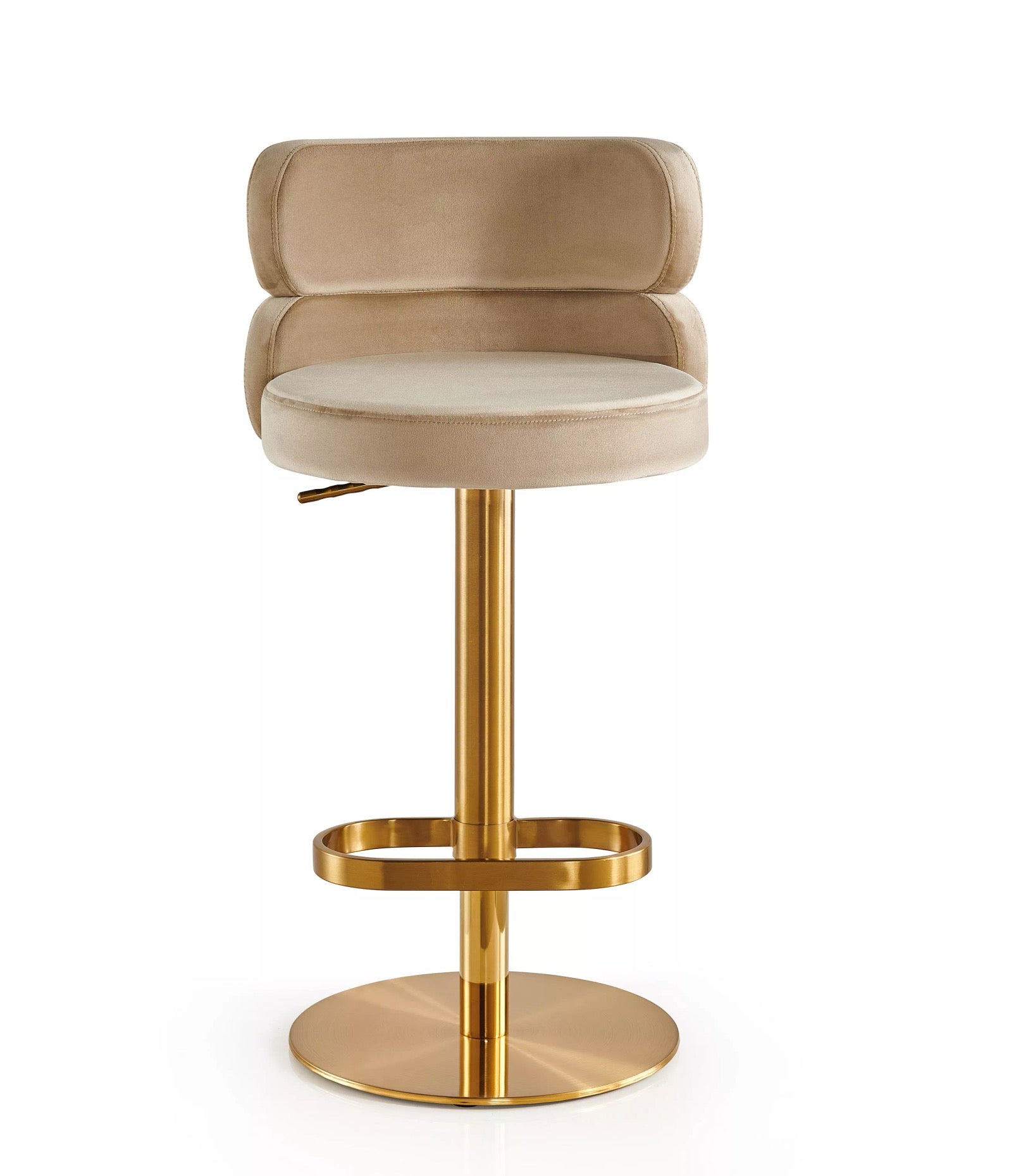 Stool Chair Velvet Gold Stainless Steel Swivel Adjustable Luxury Bar Chair