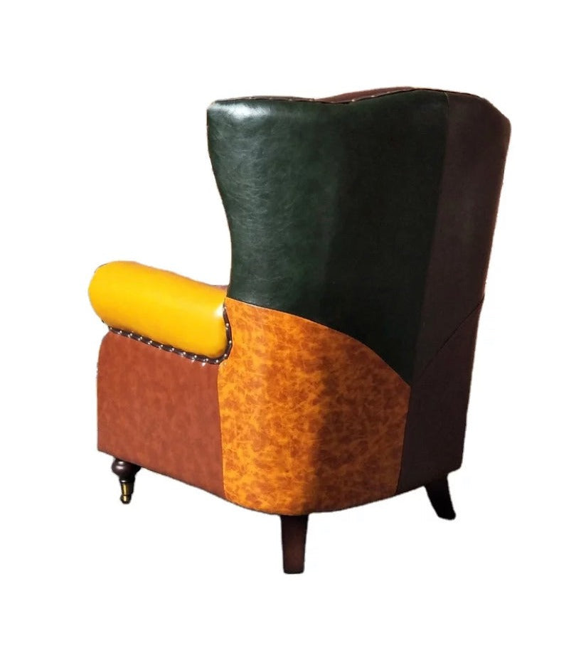 Wing Chair Tufted Leather Upholstered Luxury Sessel Modern American Colorful Wing Chair