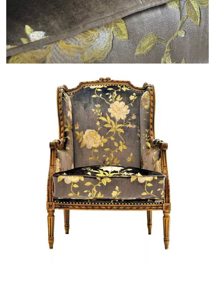 Armchair Luxury European Carved Wood Frame Antique Style Sessel Armchairs