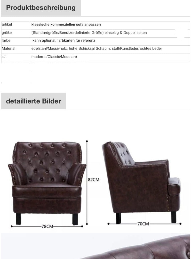 Chesterfield Chiar Solid Wooden Leather Modern Sessel Chesterfield Chairs